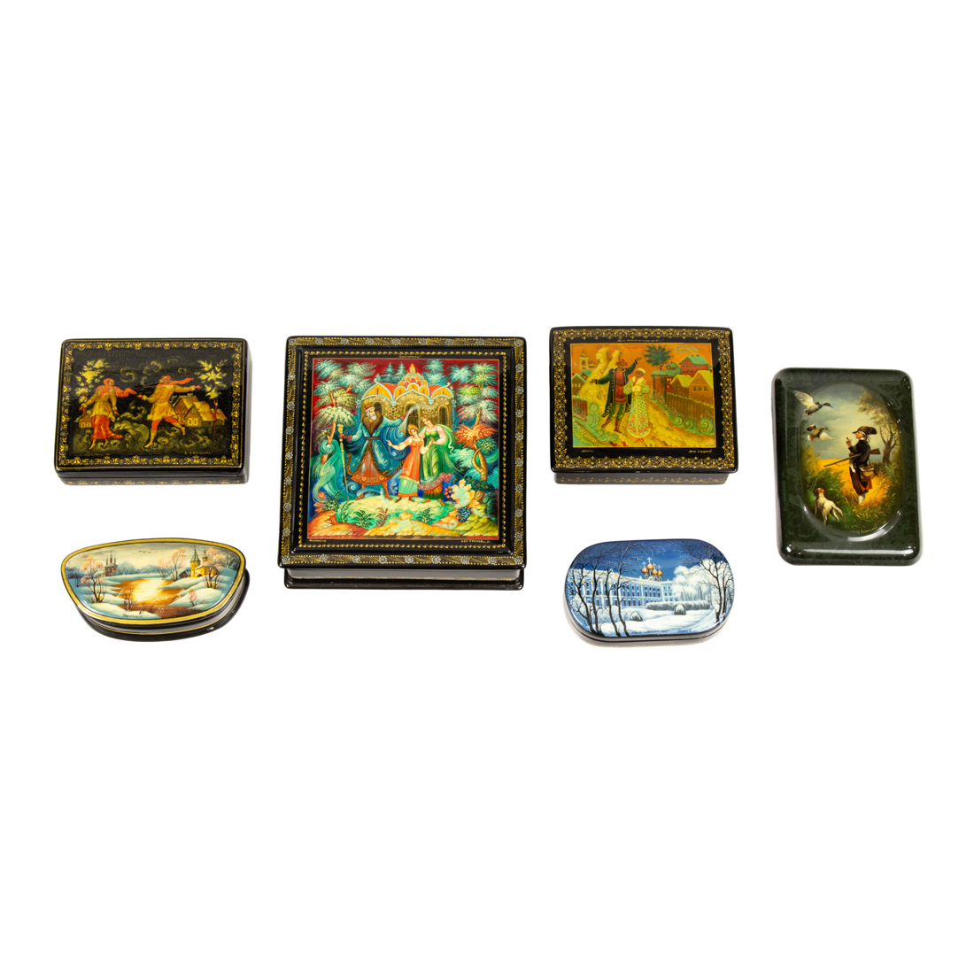 Appraisal: LOT OF RUSSIAN LACQUER BOXES Lot of Russian lacquer boxes