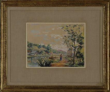 Appraisal: Armand Guillamain - Landscape with Figures Pastel on paper x