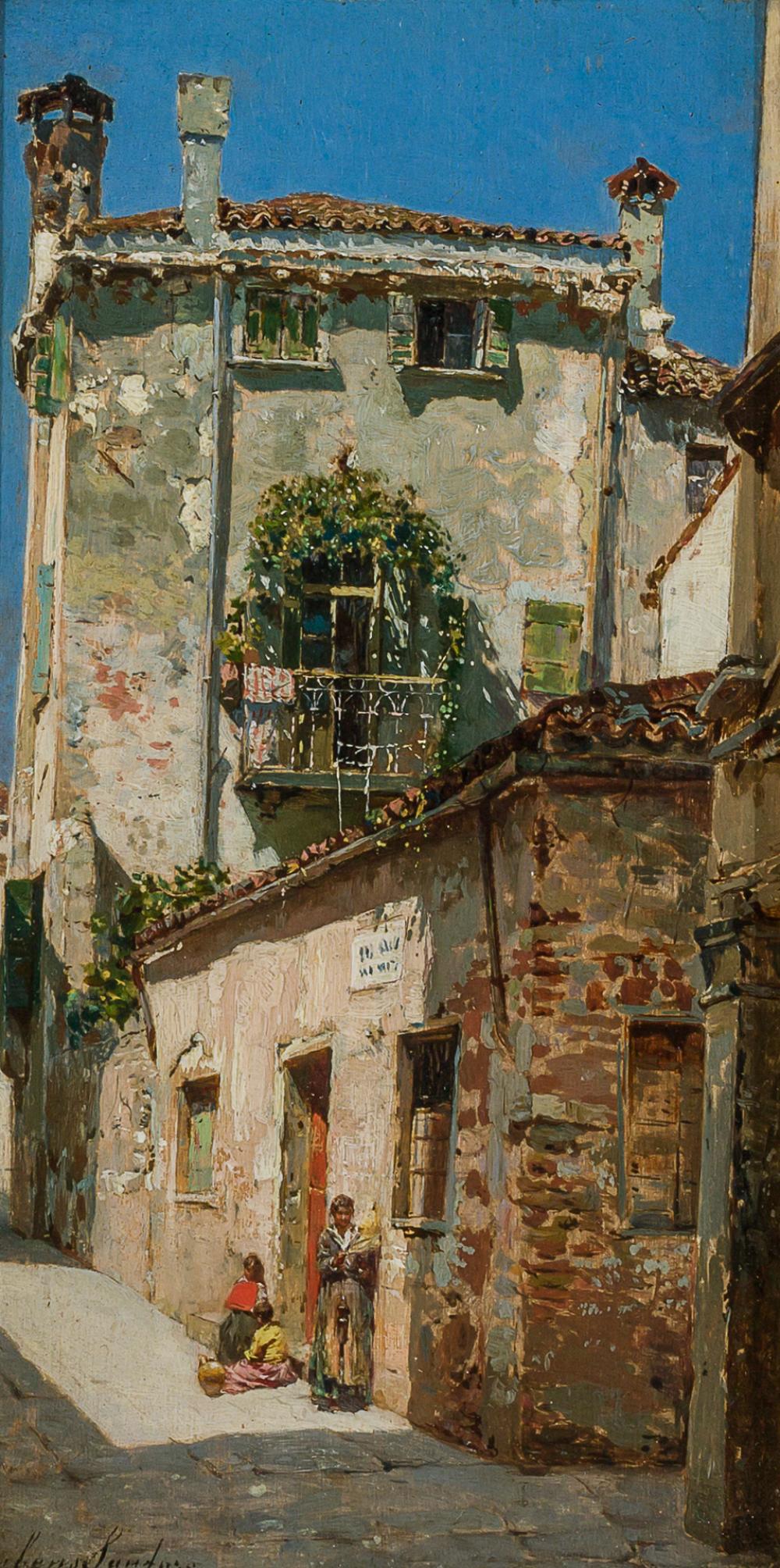 Appraisal: RUBENS SANTORO Italian - Venetian Alley oil on panel signed