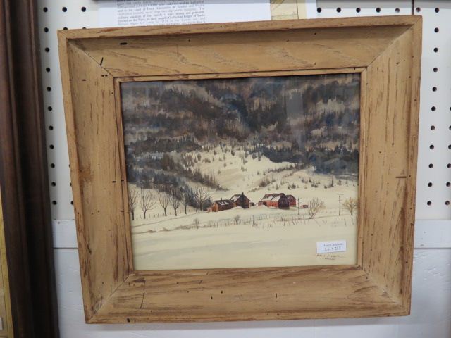 Appraisal: Louis J Kaep watercolor Vermont winter landscape with farm image