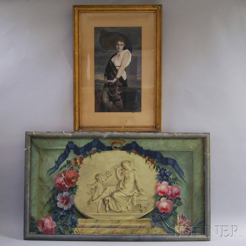 Appraisal: Two Works a Neoclassical-style painting of a sculptural relief of