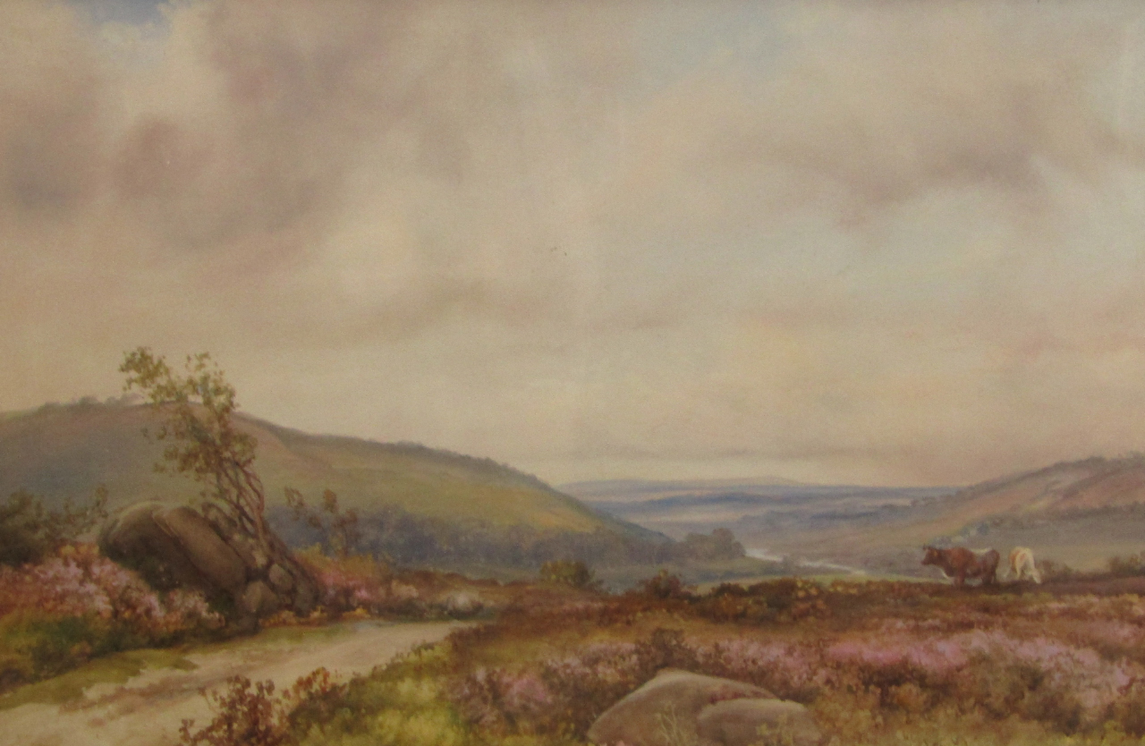 Appraisal: English School late thC Scottish Moorland landscape with cattle monogrammed