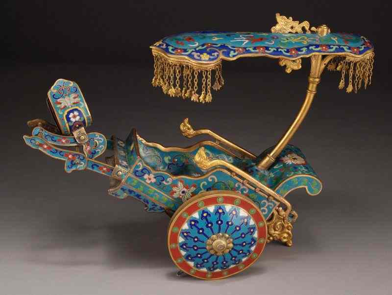 Appraisal: Chinese cloisonne carriage decorated with flowers ''H x ''W x