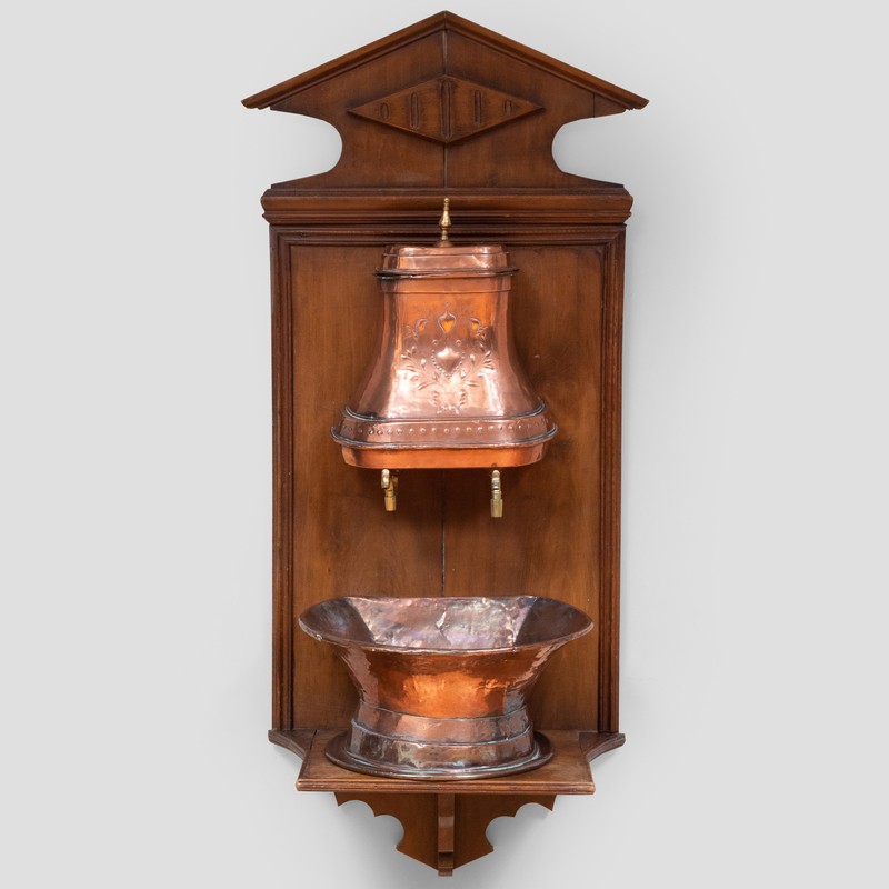 Appraisal: RUSTIC COPPER AND FRUITWOOD LAVABO ft x x in Condition