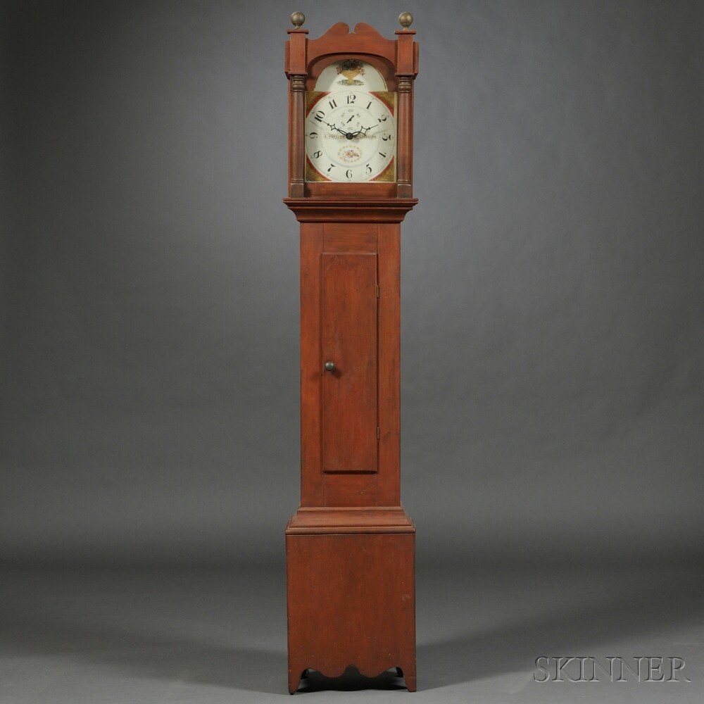 Appraisal: Riley Whiting Pine Tall Clock Winchester Connecticut c solid fret