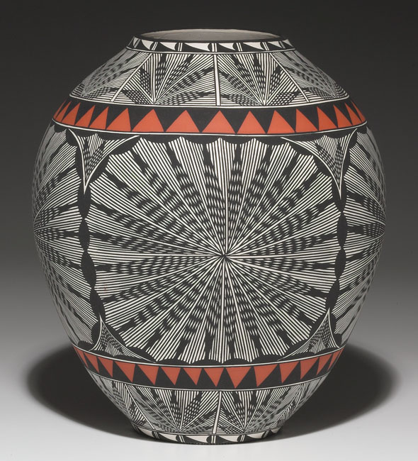 Appraisal: Acoma vase large shape in white with a painted stylized