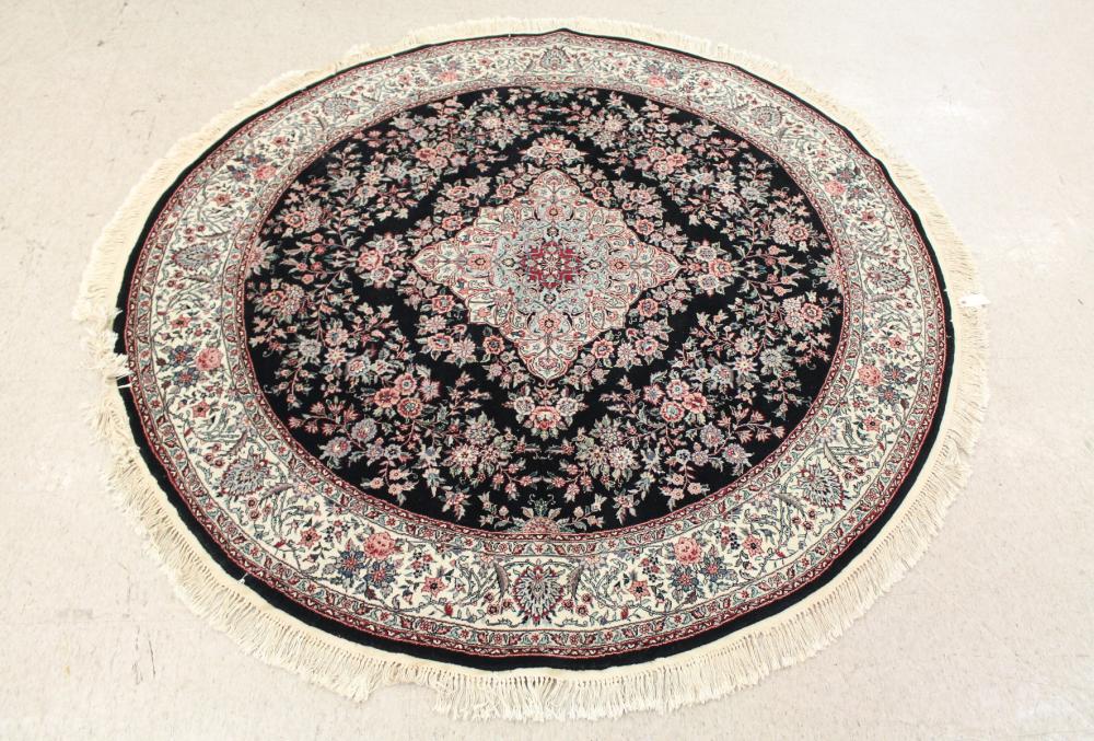 Appraisal: ROUND ORIENTAL AREA RUG Indo-Persian floral and central floral medallion