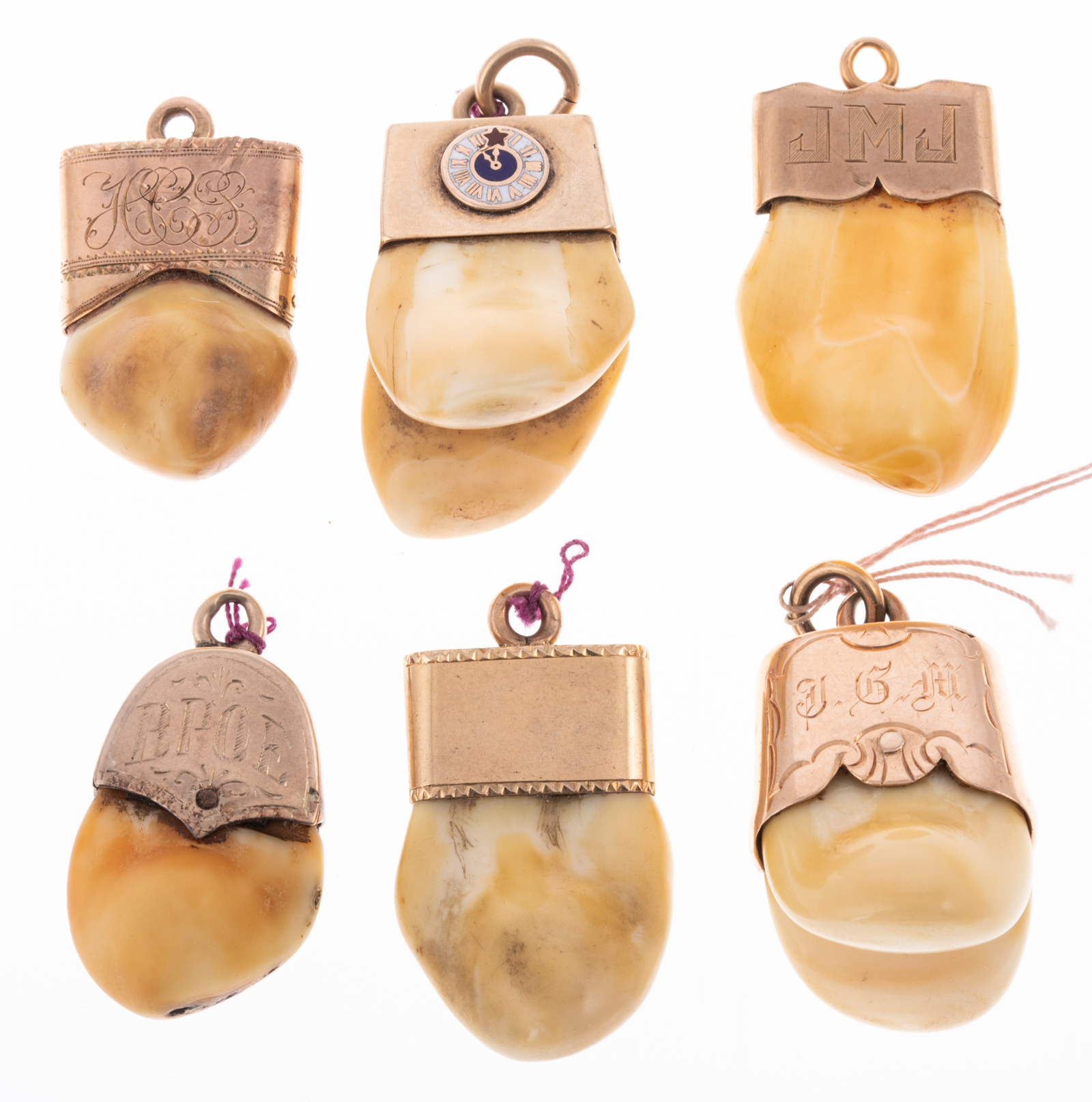 Appraisal: ELKS TOOTH PENDANTS B P O E Five total one