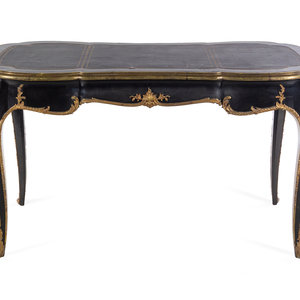 Appraisal: A Louis XV Style Gilt Bronze Mounted Ebonized Bureau Plat