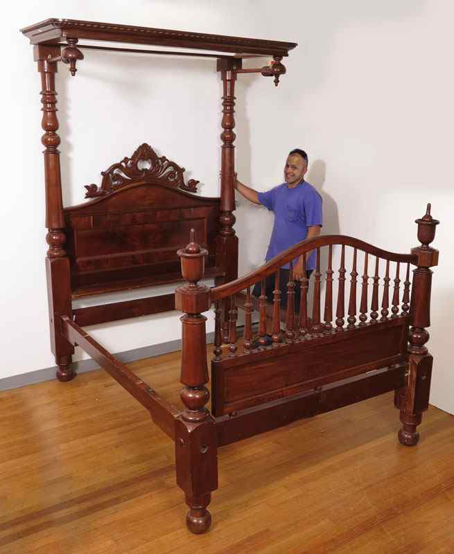 Appraisal: VICTORIAN TESTER BED Top section with rope twist decoration downward