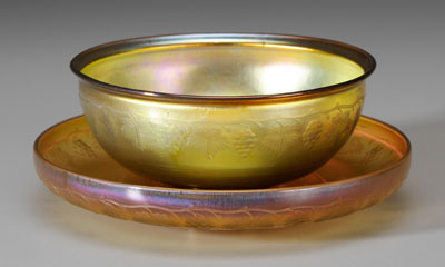 Appraisal: Tiffany Favrile Bowl and Under Plate American early th century