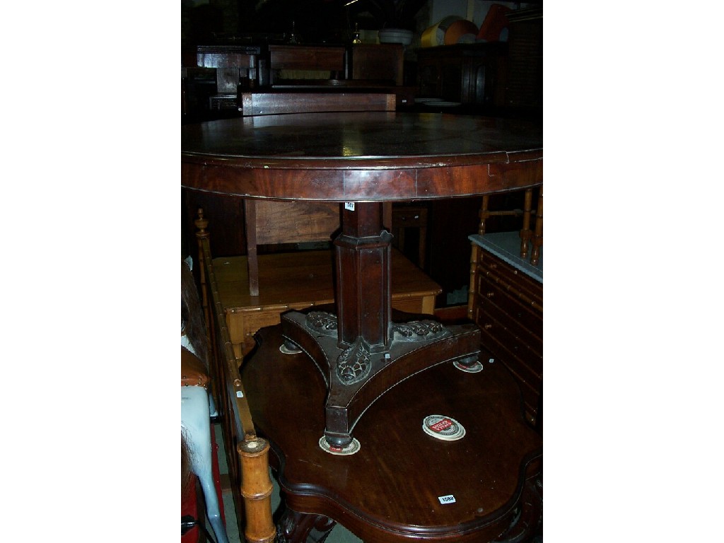 Appraisal: A mid th century mahogany centre table the tricorn platform