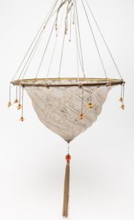 Appraisal: Fortuny Hanging Light Shade in Hand Fortuny glass hanging light