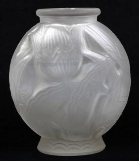 Appraisal: French Art Deco frosted glass vase French Art Deco frosted