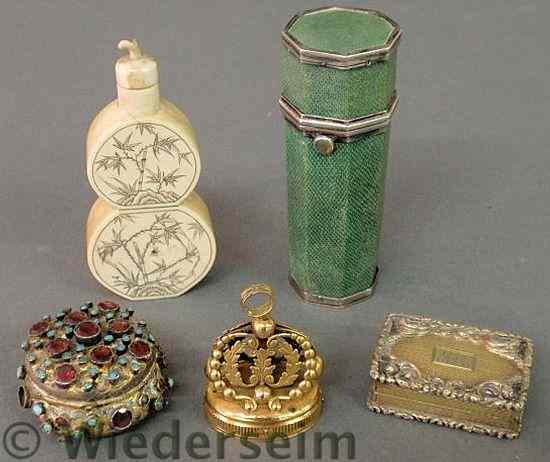 Appraisal: Shagreen and silver vesta h small hallmarked silver box gold