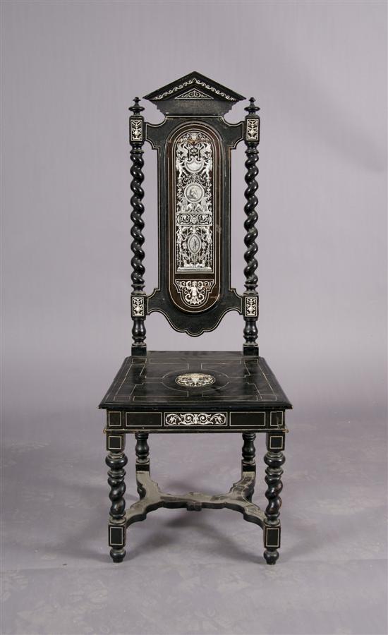 Appraisal: A Continental Renaissance Revival Ivory Inlaid Hall Chair Height x