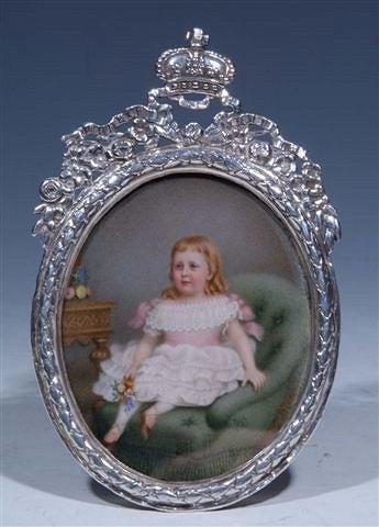 Appraisal: AN OVAL MINIATURE PORTRAIT ON IVORY perhaps young Queen Victoria