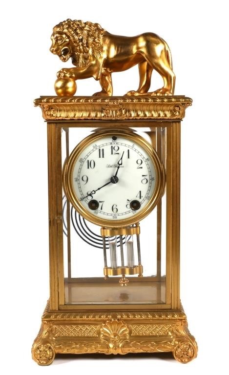 Appraisal: A Seth Thomas Empire No and Lion gilt crystal regulator