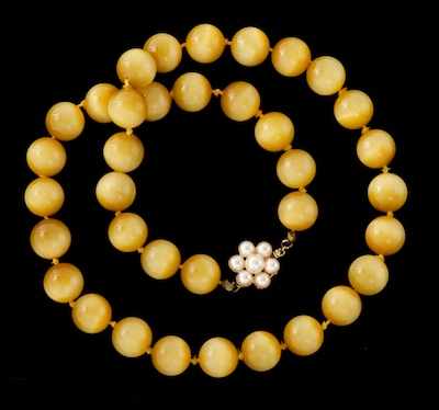 Appraisal: A Ladies' Cat's Eye Glass And Pearl Necklace k yellow