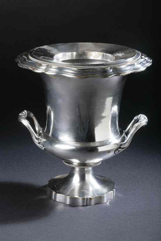 Appraisal: CHRISTOFLE SILVER PLATED CHAMPAGNE BUCKET s Typical urn-form with stepped