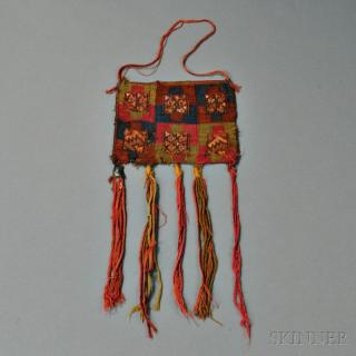 Appraisal: Pre-Columbian Coca Bag Peru possibly Chancay with multicolored panels over