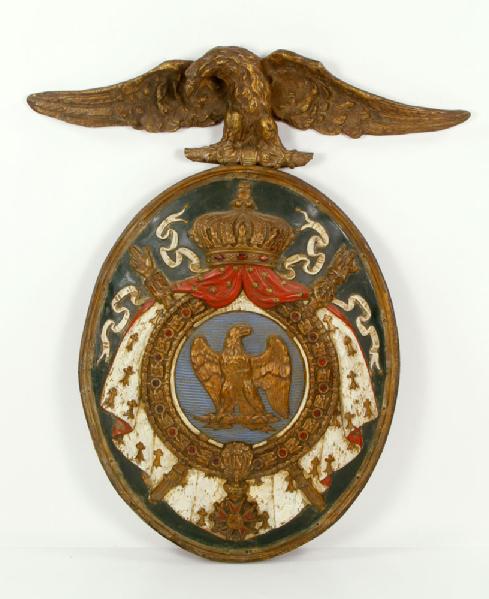 Appraisal: - Napoleonic Painted Pedament Crest of Napoleon painted with eagle