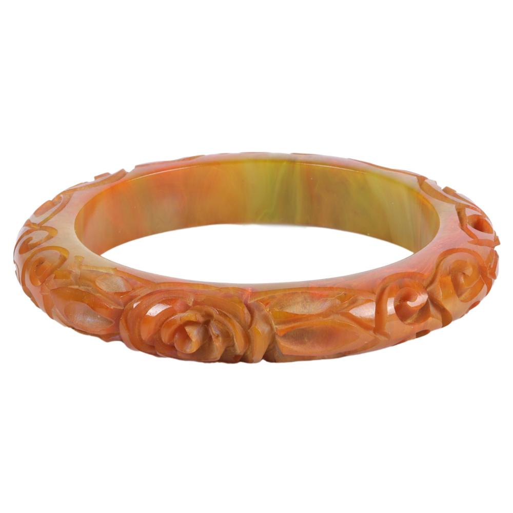 Appraisal: END OF DAY BAKELITE CARVED BANGLE BRACELET H X WEnd