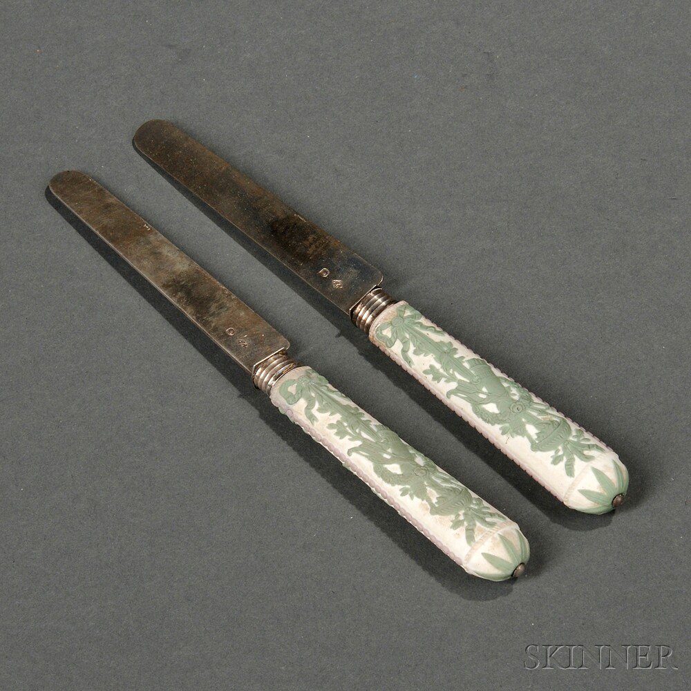 Appraisal: Pair of Wedgwood Three-color Jasper Knife Handles England late th