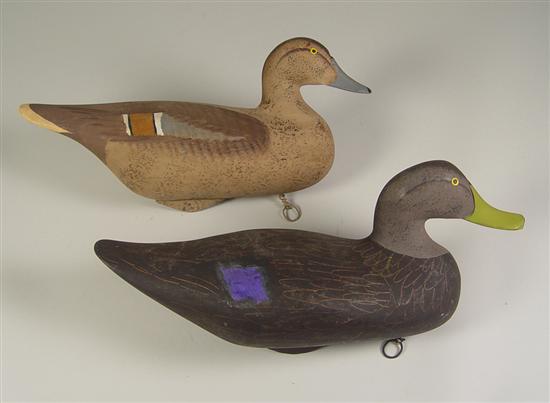 Appraisal: Pair of Captain Harry Jobes Black Duck Working Decoys Late