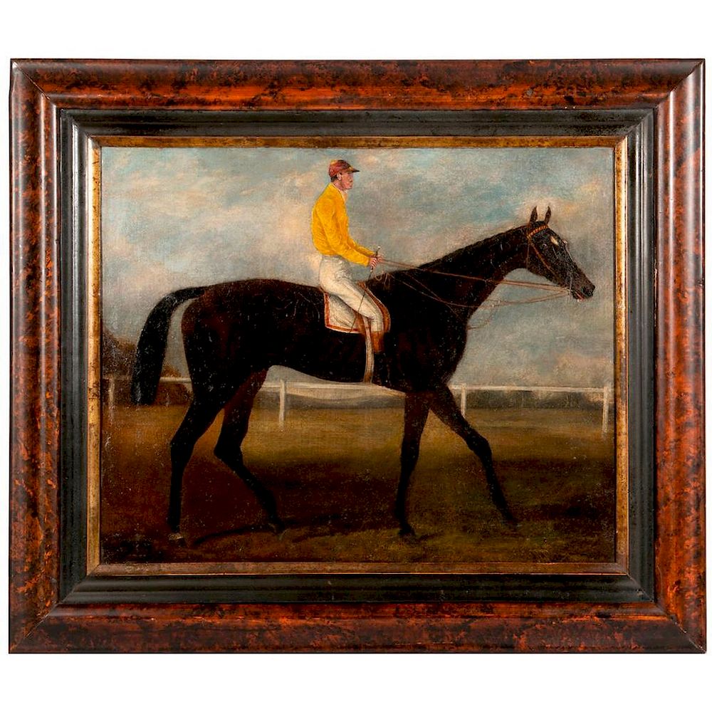 Appraisal: A th century oil on board painting of a racehorse