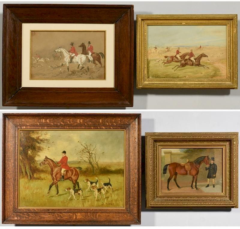 Appraisal: th century English Paintings Horses Fox Hunting Two Horse Paintings