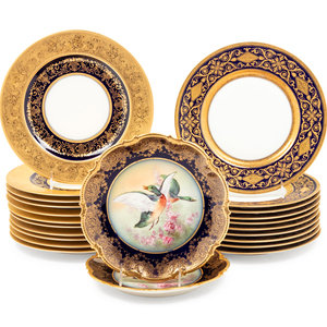 Appraisal: A Collection of Gilt and Cobalt Decorated Porcelain Plates comprising