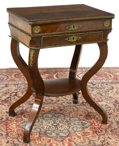 Appraisal: French Charles X mahogany sewing or work table th c