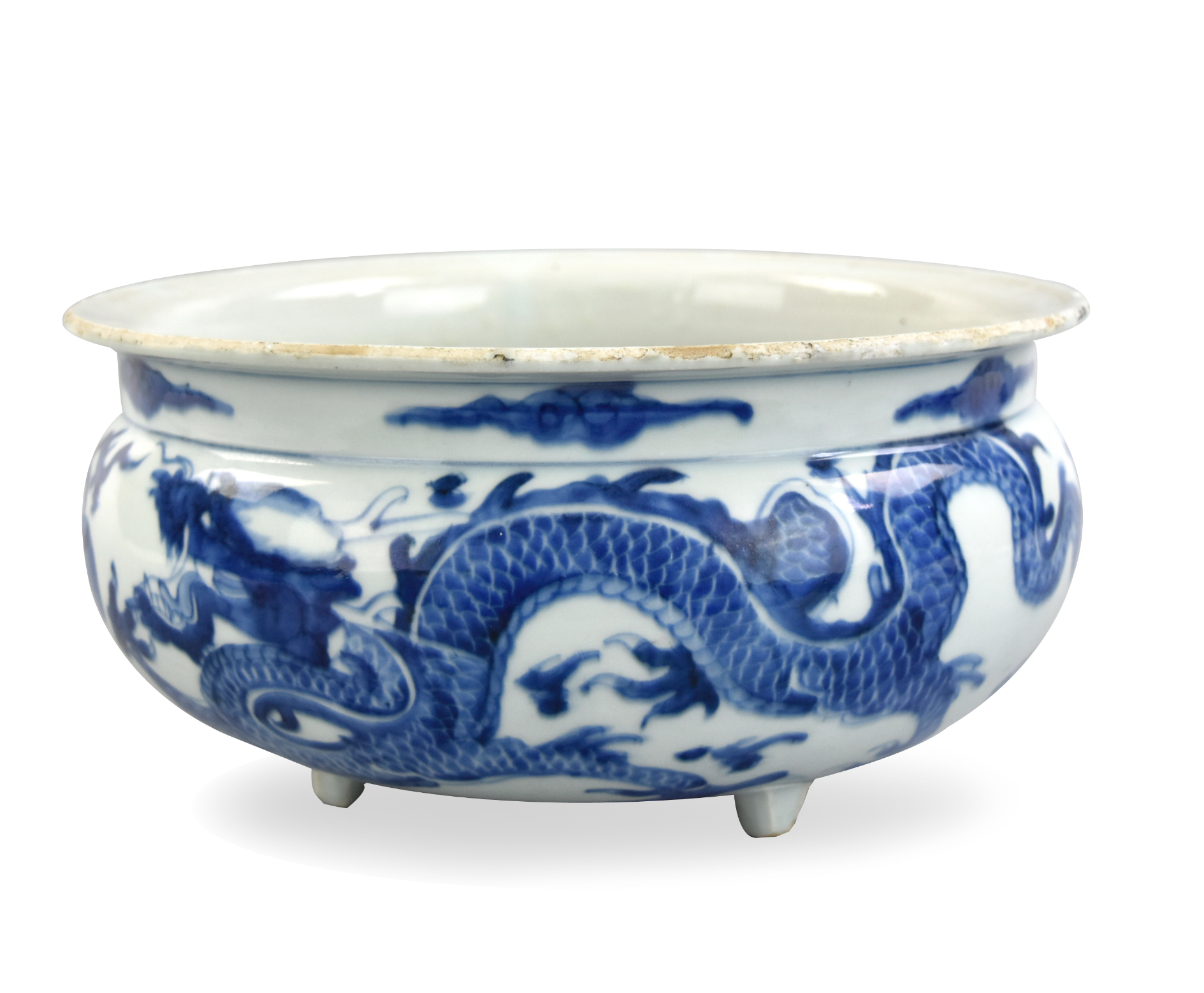 Appraisal: large Chinese Kangxi Period blue and white censer supported on