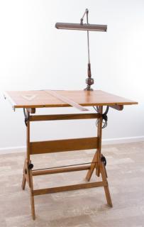 Appraisal: Drafting Table Drafting table with clamp on lamp includes a