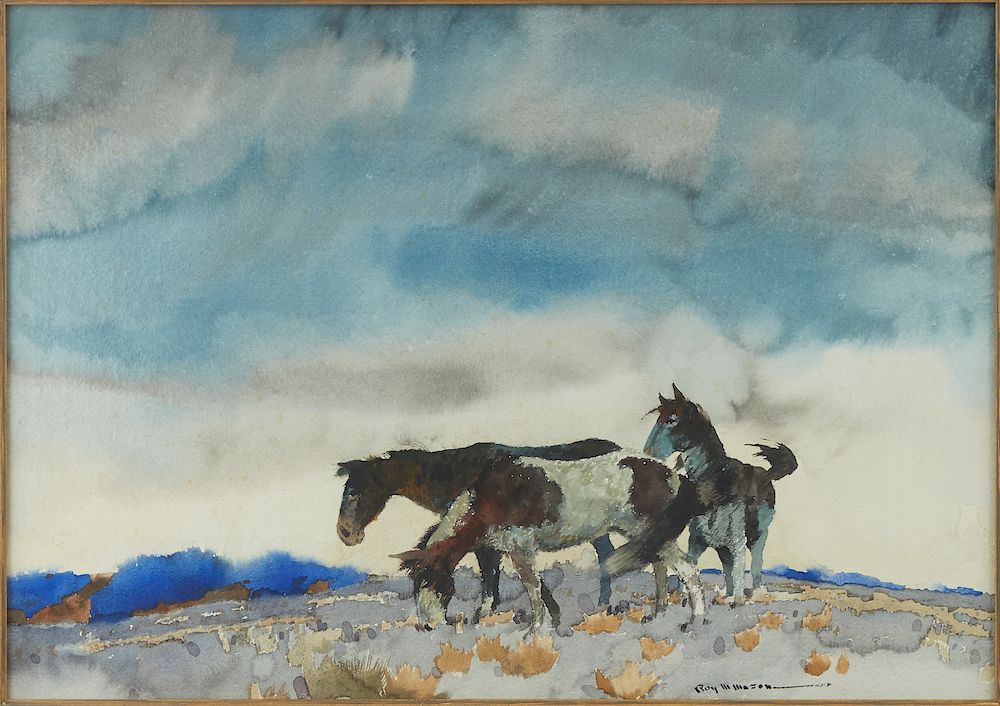 Appraisal: Roy M Mason Horses Watercolor Roy M Mason - Watercolor