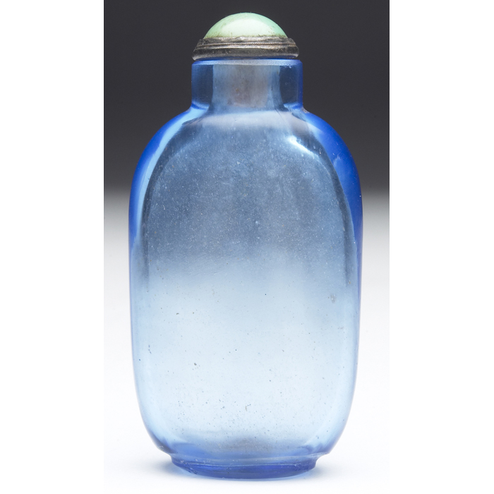 Appraisal: th century snuff bottle classic shape in blue Peking glass