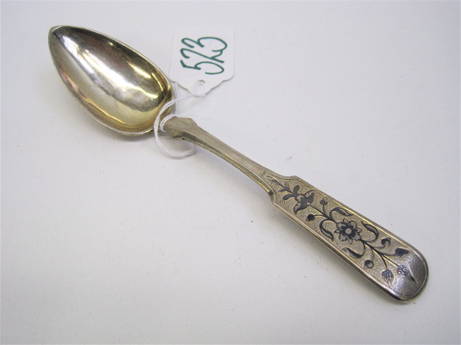 Appraisal: RUSSIAN HALLMARKED STERLING SILVER NIELLO SPOON gilt bowl the design