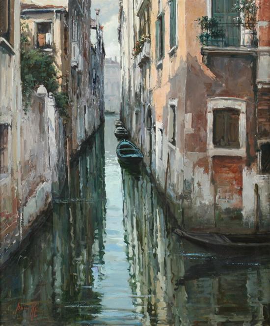 Appraisal: PRIMO RE Italian b VENETIAN CANAL SCENE signed lower left