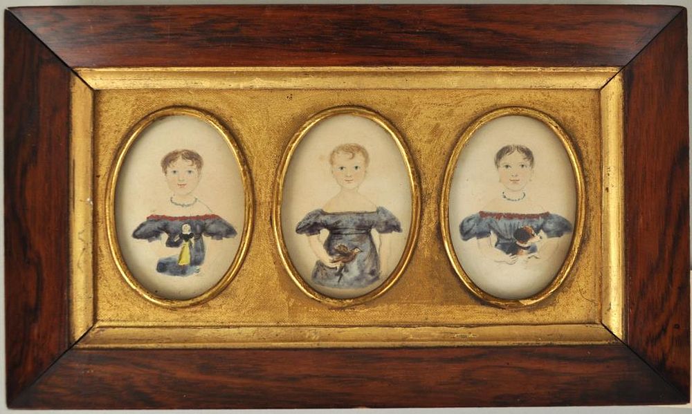 Appraisal: Framed W C Group Three Children holding various items -