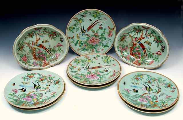 Appraisal: A PAIR OF CANTONESE SHAPED OVAL DISHES each painted with