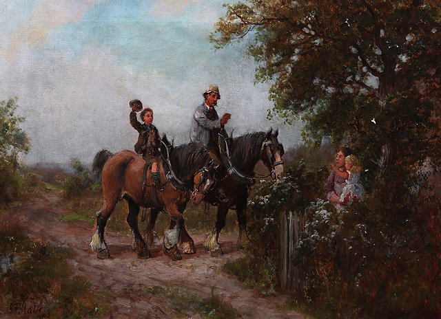 Appraisal: JOHN FALCONAR SLATER - Returning home signed oils on canvas