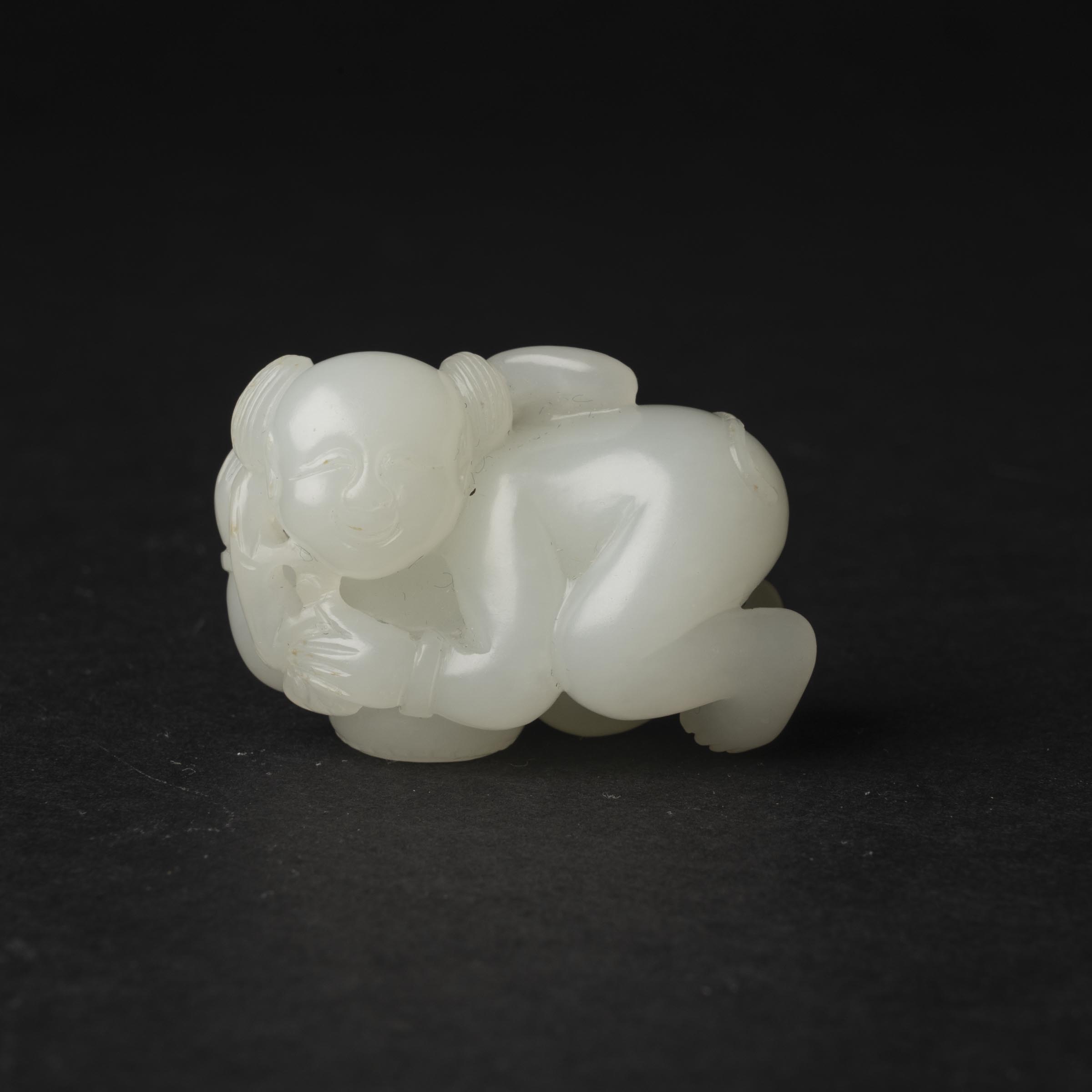 Appraisal: A Fine White Jade 'Boy and Lingzhi' Carving Qing Dynasty