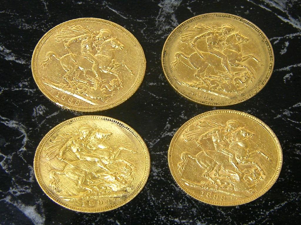 Appraisal: Four Victorian sovereign coins and two x