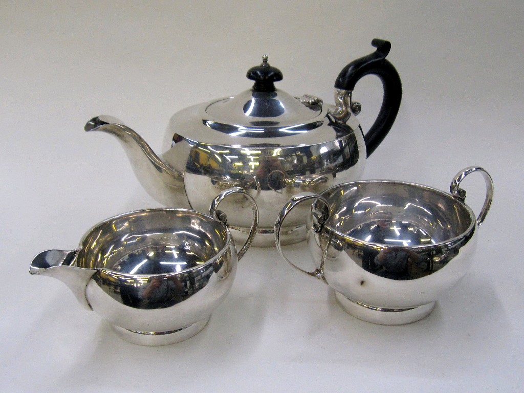 Appraisal: Three piece silver tea service Birmingham