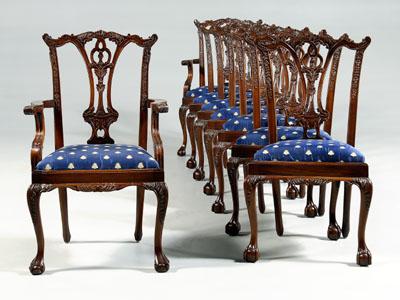 Appraisal: Set of eight Chippendale style chairs two arm and six