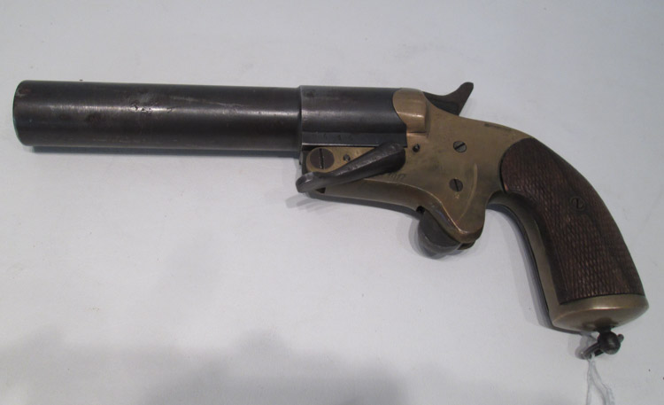 Appraisal: FRENCH MECANICARY MODEL SIGNAL PISTOL mm bore brass frame blued