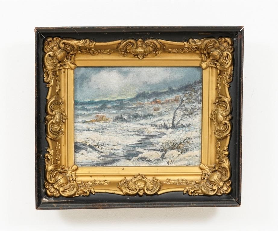 Appraisal: Victor Shearer - PA oil on canvas of a winter