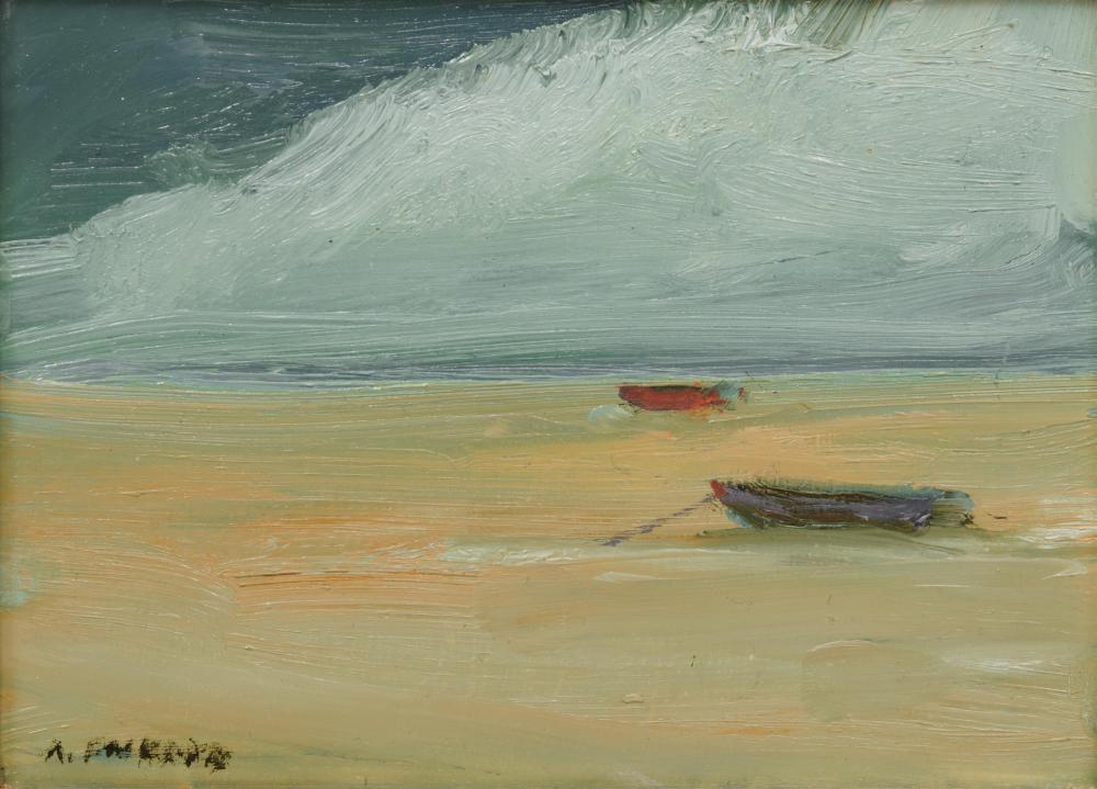 Appraisal: ANNE PACKARD American b Untitled Two Dories oil on canvas