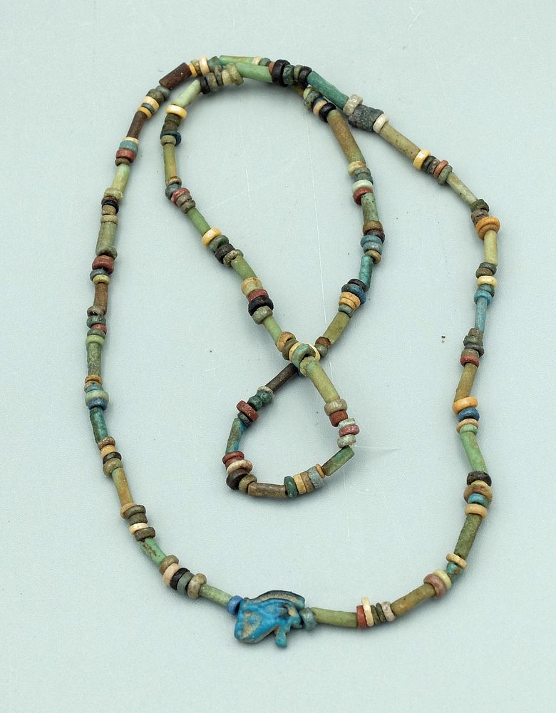 Appraisal: Egyptian Faience Bead Necklace ca - BC A lovely Egyptian